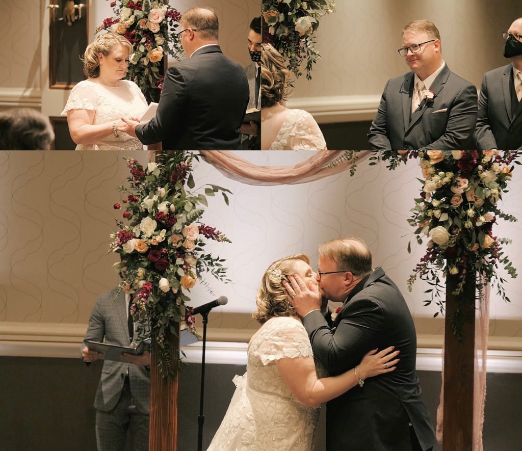 Bride and groom say I Do at an alter, a milestone in the sweetest story between the two of them! 