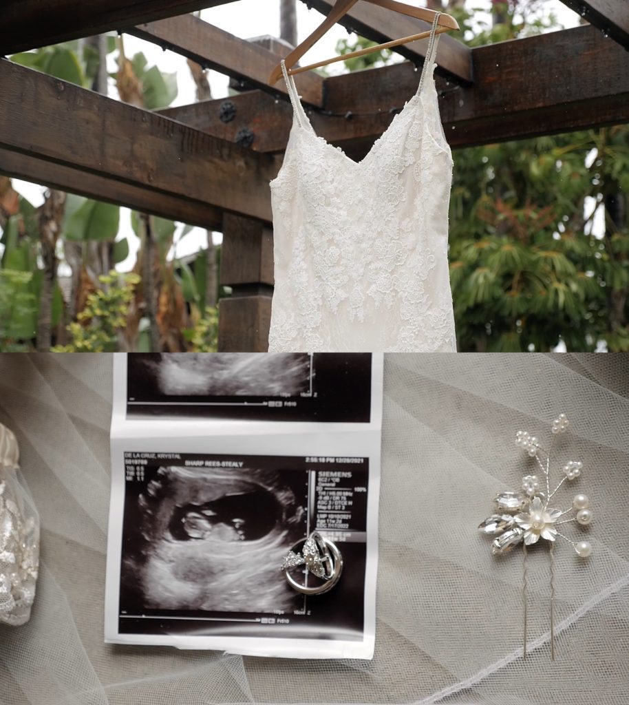 Wedding details including a sonogram announcement in San Diego 