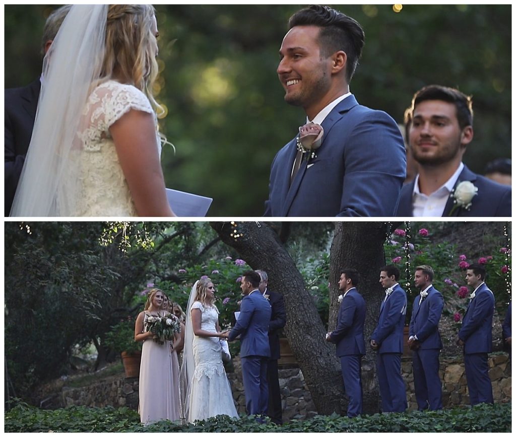 couple exchanges vows under trees by Cynde Robinson Films
