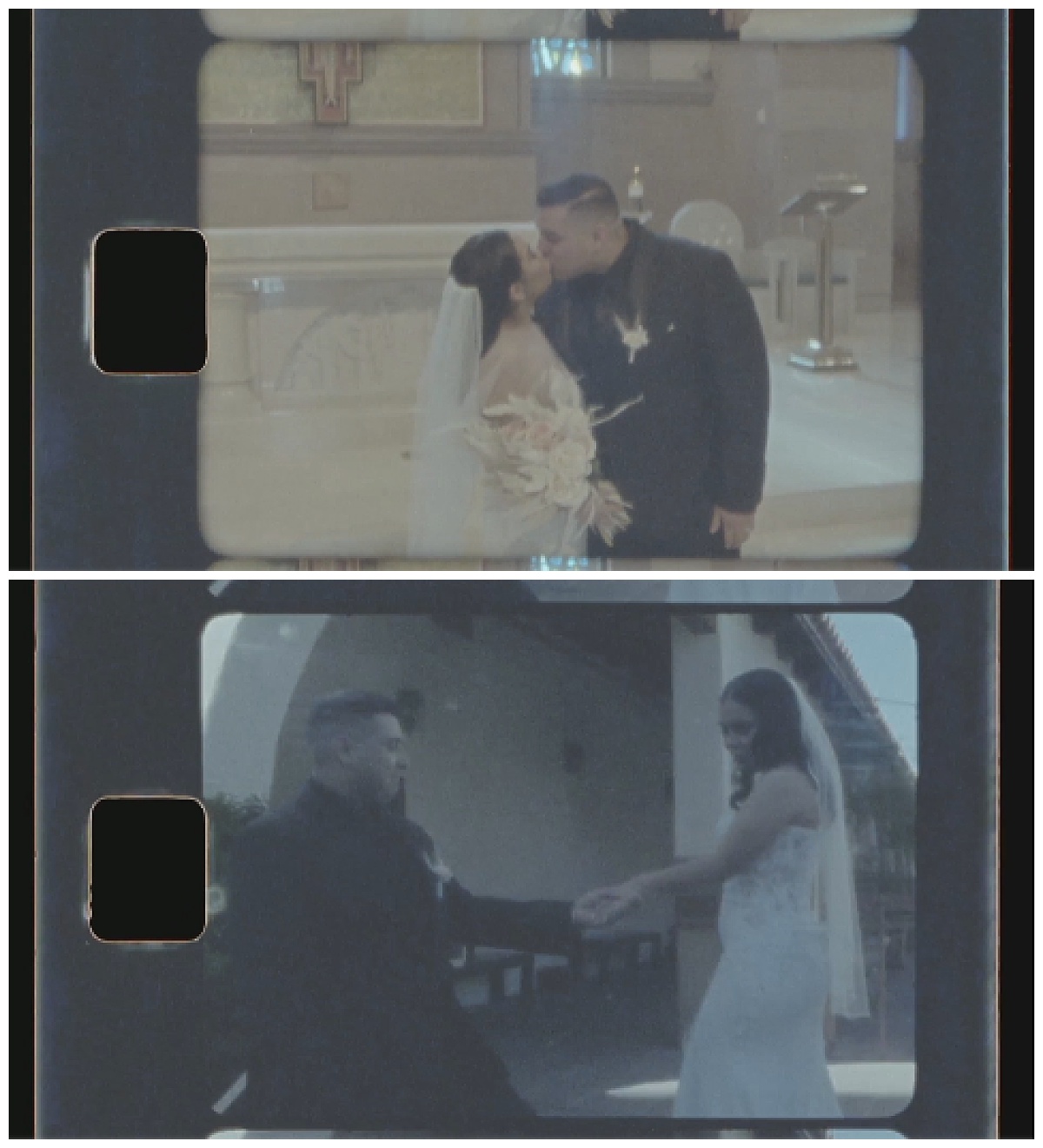 Bride and groom kiss for Las Vegas wedding videographer